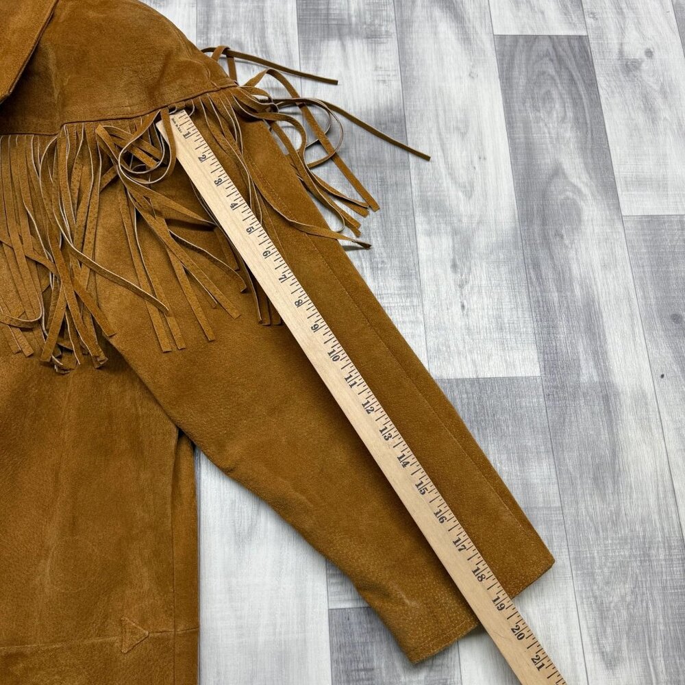 ✅Mens L VTG Speigel Catalog 70's Fringe Suede Jacket Western Blazer Cowboy Ranch - Picture 9 of 12